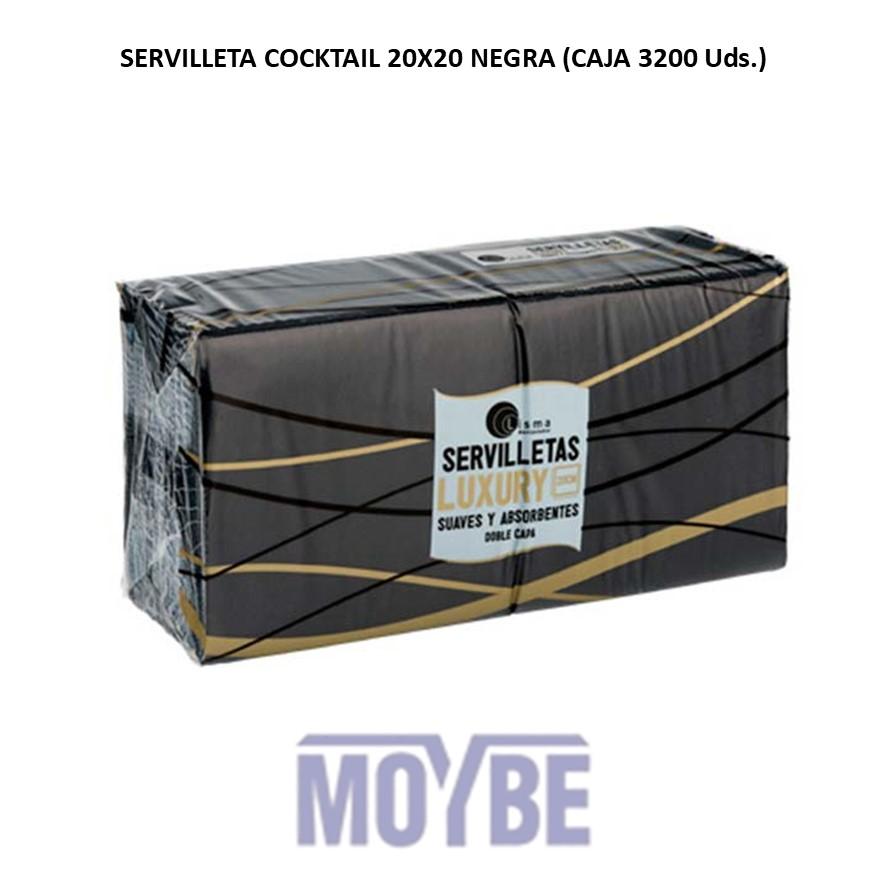 Servilleta Cocktail Negra 20x20 100 Uds (Caja 32 Unidades)