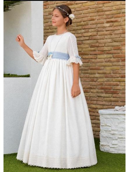 0087. VESTIDO PRIMERA COMUNION PLUMETI RUSTICO [0]