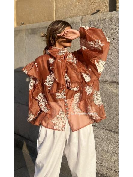 MANUELA. BLUSA  COLOR TEJA BORDADA [1]
