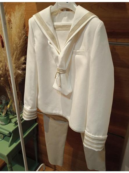 2070. TRAJE PRIMERA COMUNION MARINERO BLANCO Y BEIGE [1]