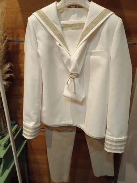 2070. TRAJE PRIMERA COMUNION MARINERO BLANCO Y BEIGE [2]