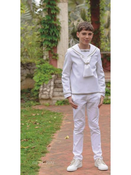 2072. TRAJE PRIMERA COMUNION BLANCO Y BEIGE