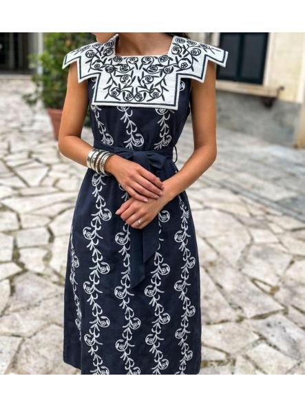 MEDITERRANO. VESTIDO MARINO CON CUELLO BLANCO [1]