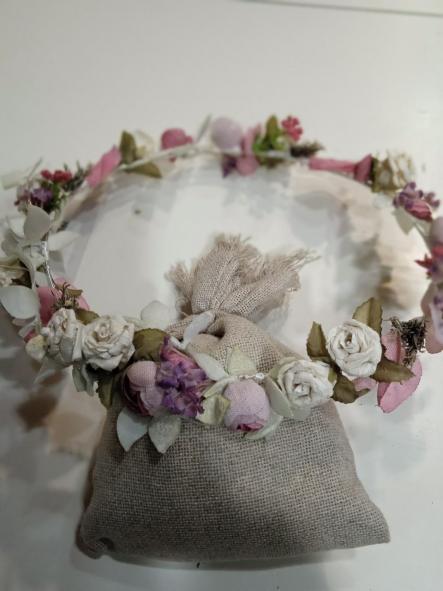 701155 CORONA COMUNION EN TONOS ROSAS