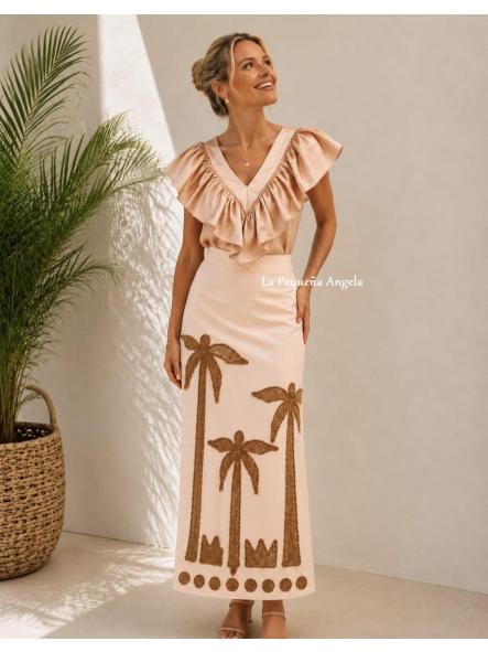 ATRANI. FALDA BEIGE CON BORDADO [2]