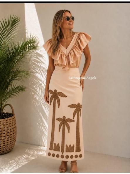 ATRANI. FALDA BEIGE CON BORDADO [1]