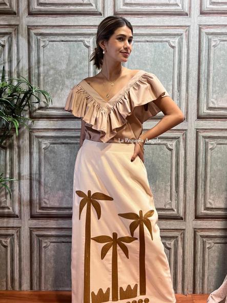 ATRANI. FALDA BEIGE CON BORDADO [2]