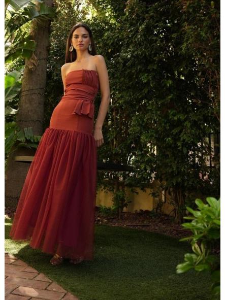 BELICE. VESTIDO EN COLOR TEJA