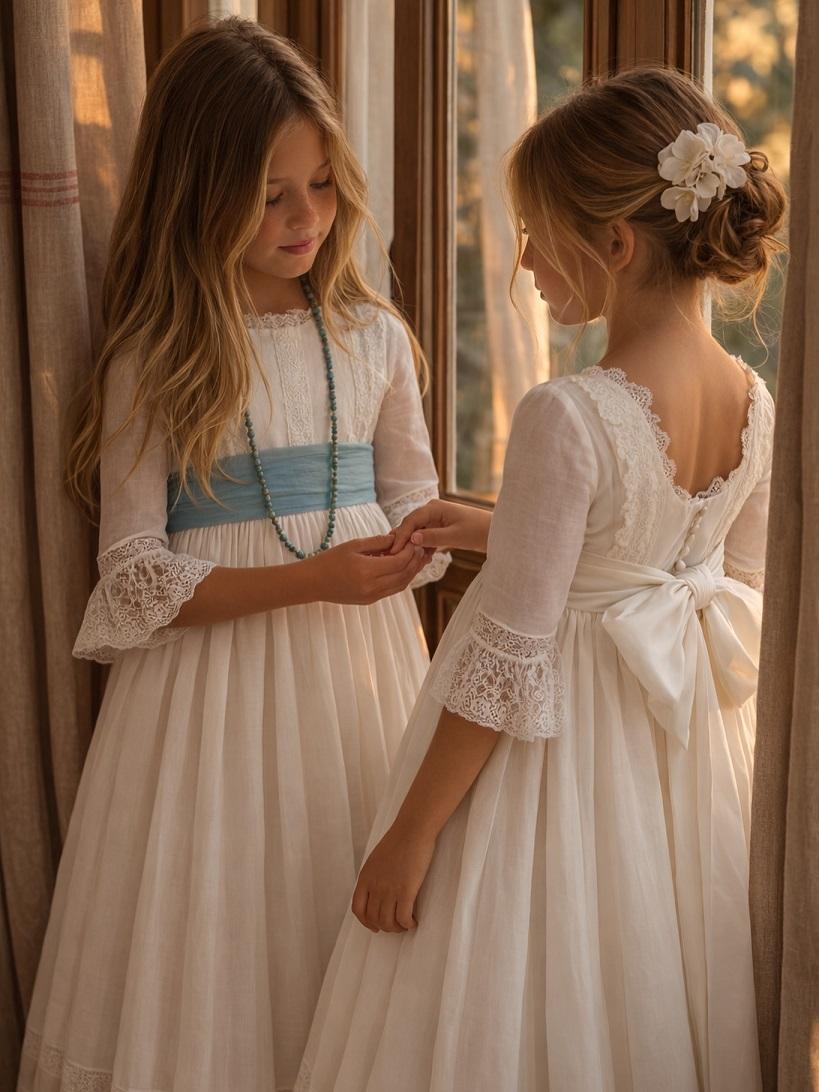 COVADONGA. VESTIDO COMUNION FLOR DE C