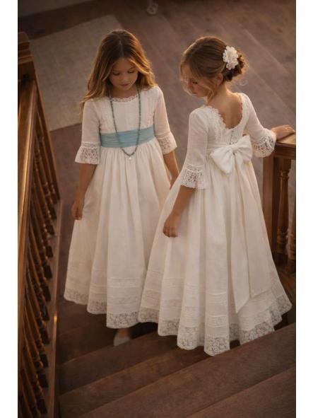COVADONGA. VESTIDO COMUNION FLOR DE C. COLOR FAJIN A ELEGIR