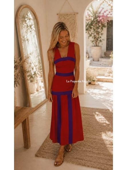 DENIA. VESTIDO TEJA-MORADO