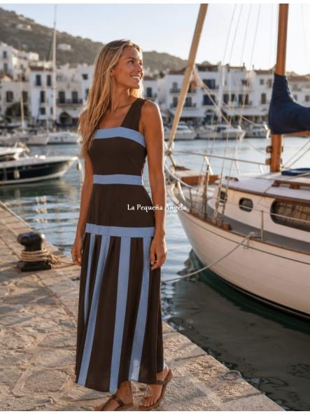 DENIA. VESTIDO MARRON -CELESTE [1]