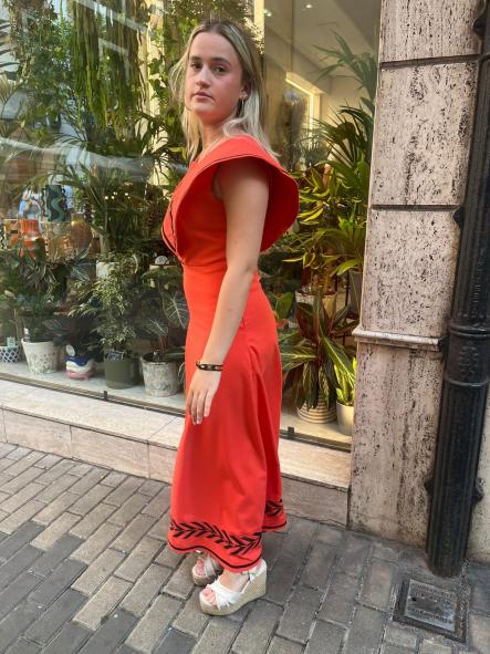 GRECIA. VESTIDO NARANJA CON BORDAD0 [1]