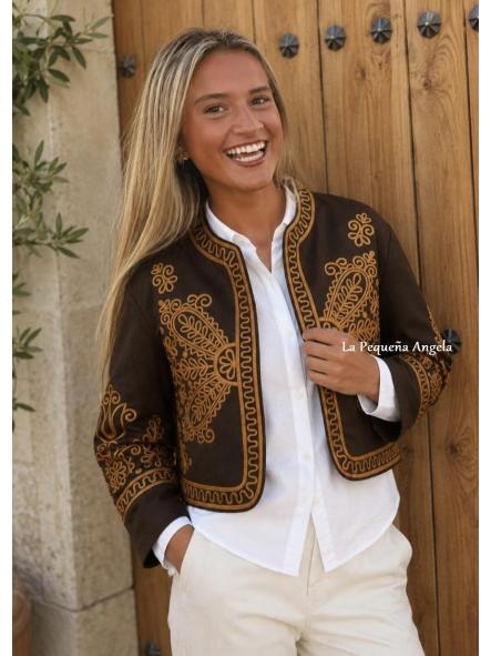 LABERINTO. CHAQUETA MARRON BORDADA [1]