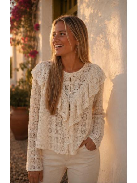 MATERA. CAMISA BEIGE GUIPUR