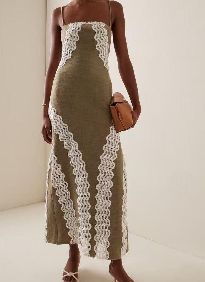 MUSS. VESTIDO MIDI COLOR CAQUI
