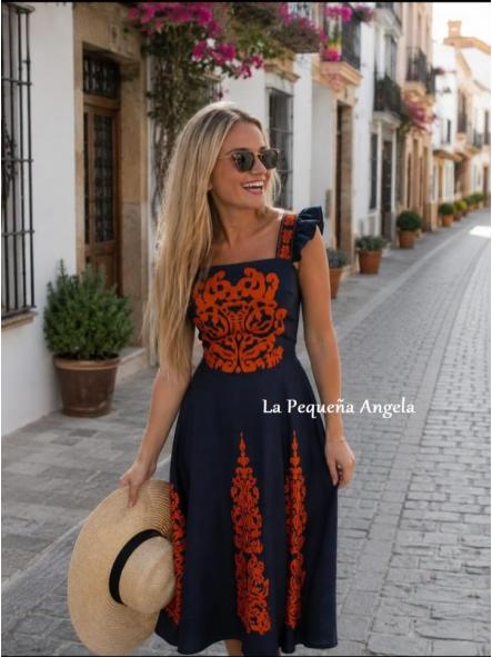 RETINO. VESTIDO AZUL MARINO Y ROJO [1]