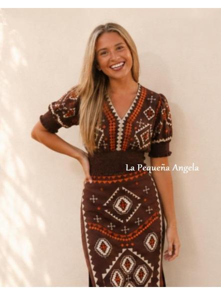 SANDY. CONJUNTO TOP Y FALDA MARRON [2]