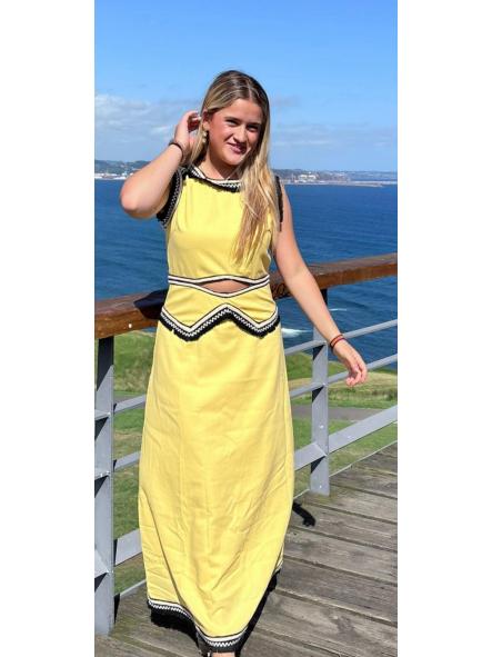 ARUBA . VESTIDO AMARILLO Y NEGRO