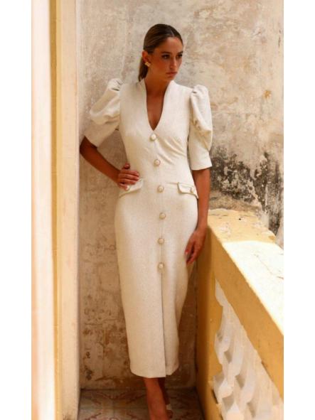 YARI. VESTIDO MIDI EN CRUDO [0]