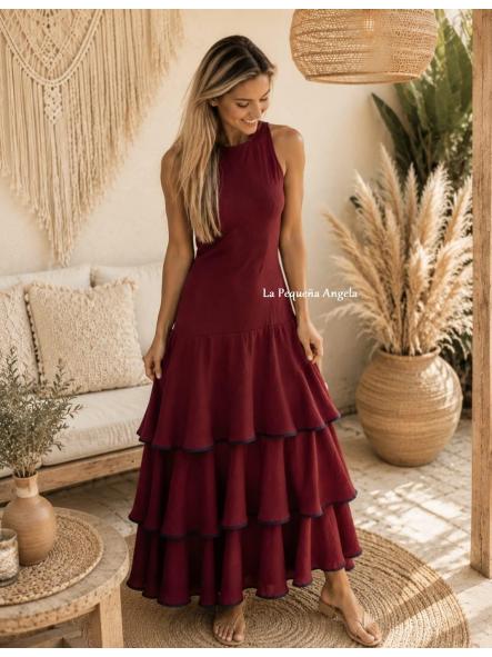 ZAHARA. VESTIDO GRANATE
