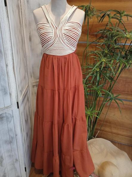 ETIOPIA. VESTIDO TEJA FALDA VOLANTES