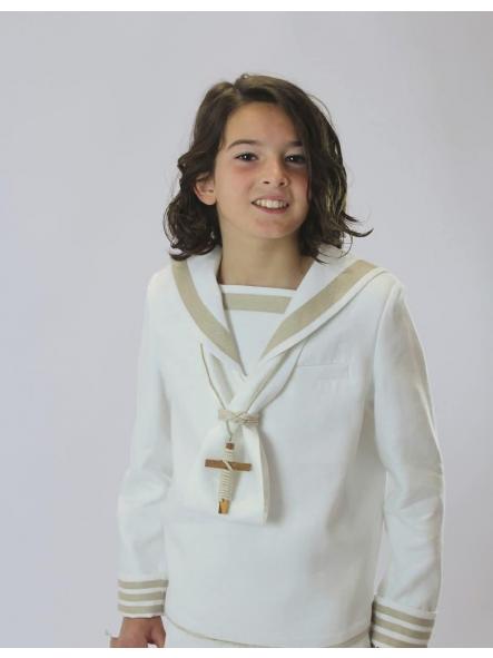 2070. TRAJE PRIMERA COMUNION MARINERO BLANCO Y BEIGE [0]