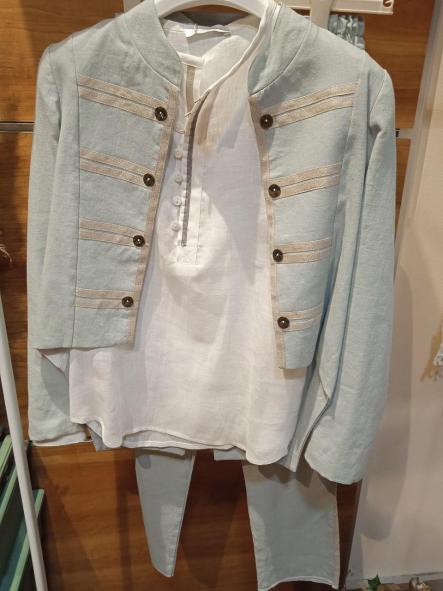 1449 TRAJE PRIMERA COMUNION NIÑO EN VERDE AGUA. LEVITA Y PANTALON [1]