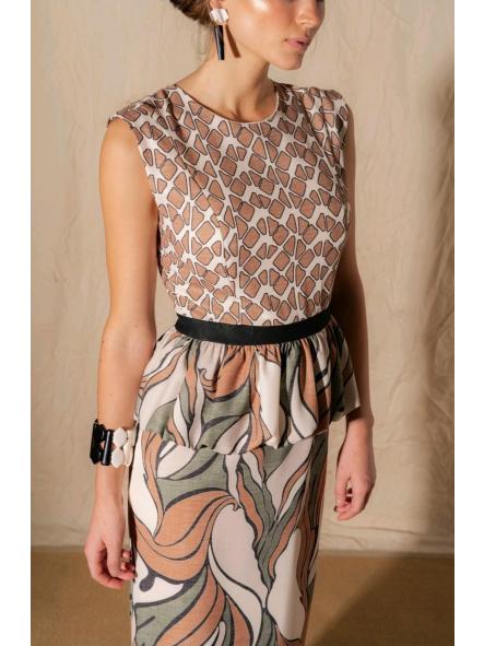 2844, VESTIDO VERDE Y MARRON [2]