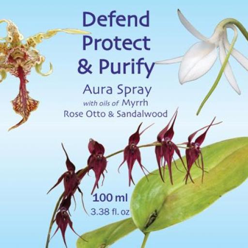 Defend Protect & Purify con aceites de Sándalo, Mirra  & Rosa de Bilgaria, etiqueta azul