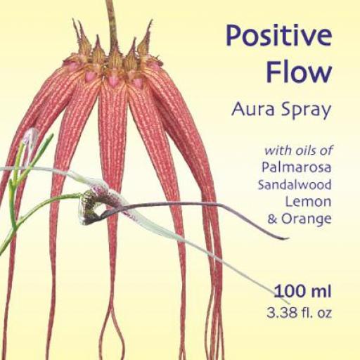 Positive Flow con aceites de Palmarosa, Sándalo, Limón & Naranja, etiqueta amarilla