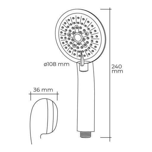 Mango de ducha anticalcareo. moderno. 3 funciones. color cromo. edm [1]