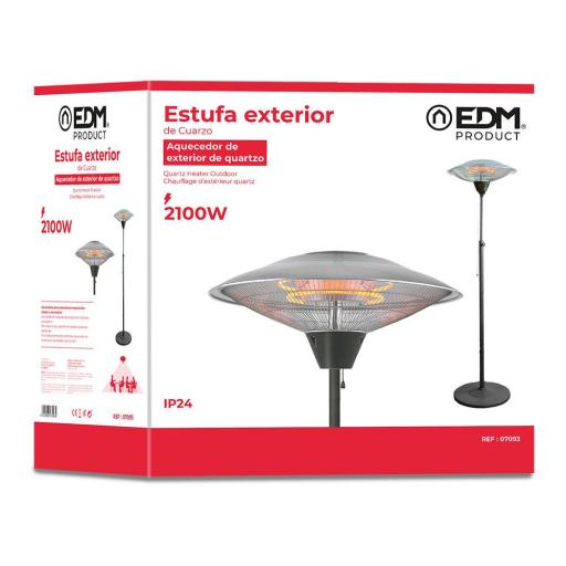 Estufa de cuarzo de exterior con pie 2100w - edm [1]