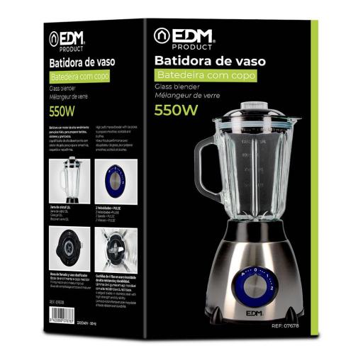 Batidora con vaso mezclador de cristal 550w 1,5l edm [2]