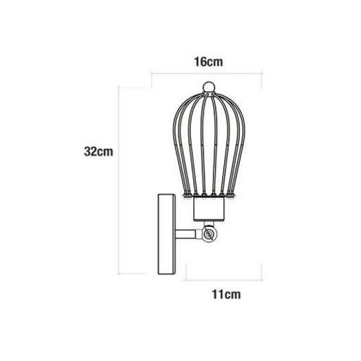 Aplique de pared metalico vintage e27 60w color negro 11x16x32cm edm [1]