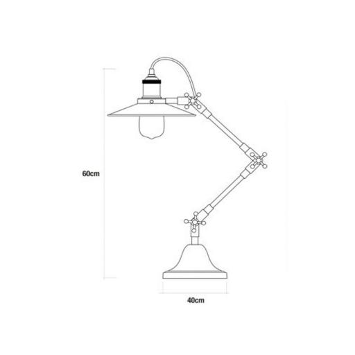 Flexo vintage metalico. altura extensible 40-80cm base: ø16cm e27 60w ø16cm edm [1]