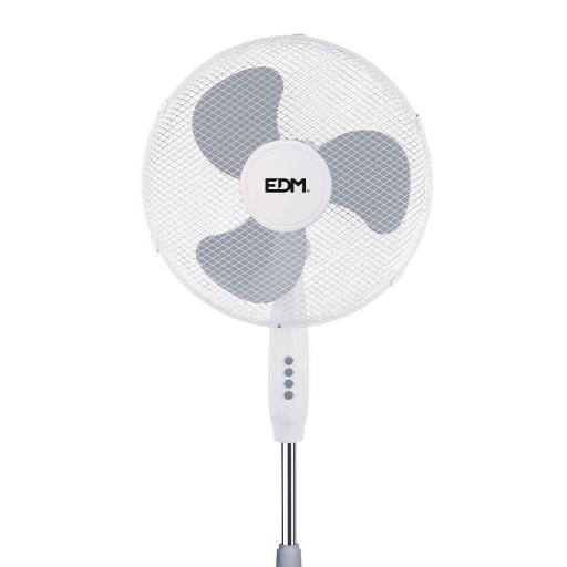 Ventilador de pie. color blanco. potencia: 45w aspas: ø40cm altura regulable 105-125cm edm [1]