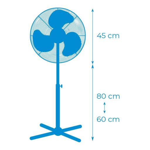 Ventilador de pie. color blanco. potencia: 45w aspas: ø40cm altura regulable 105-125cm edm [3]