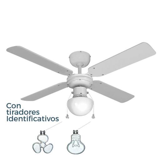 Ventilador de techo modelo caribe. color blanco. potencia: 50w aspas: ø102cm edm [1]