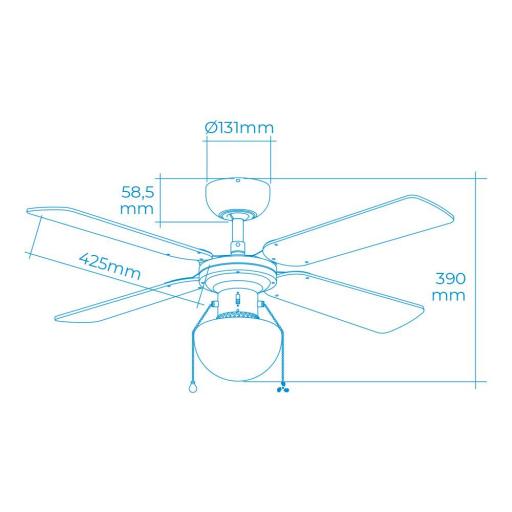 Ventilador de techo modelo caribe. color blanco. potencia: 50w aspas: ø102cm edm [2]