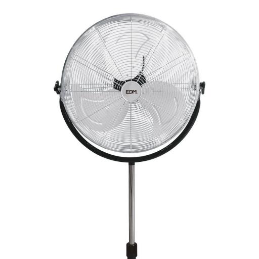 Ventilador de pie industrial, con base circular. cromado/negro potencia: 120w aspas: ø50cm altura regulable 118-148cm edm [1]