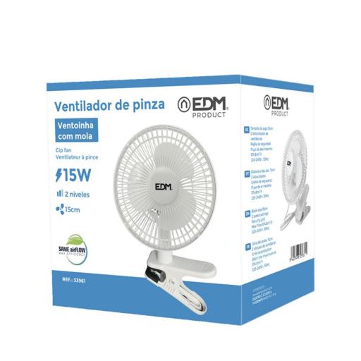 Ventilador de pinza. color blanco. potencia: 15w aspas: ø15cm 28cm edm [2]