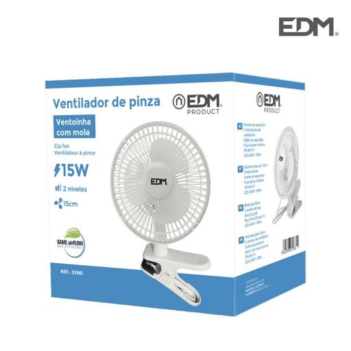 Ventilador de pinza. color blanco. potencia: 15w aspas: ø15cm 28cm edm [3]