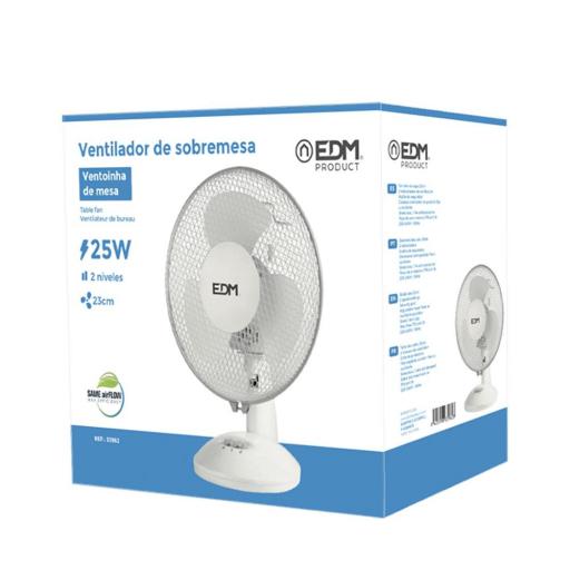 Ventilador de sobremesa. color blanco. potencia: 25w aspas: ø23  27x24x36cm edm [2]