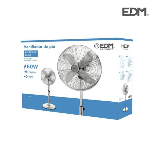 Ventilador de pie con base circular. cromado. potencia: 60w aspas: ø40cm altura regulable 90-116cm edm [2]