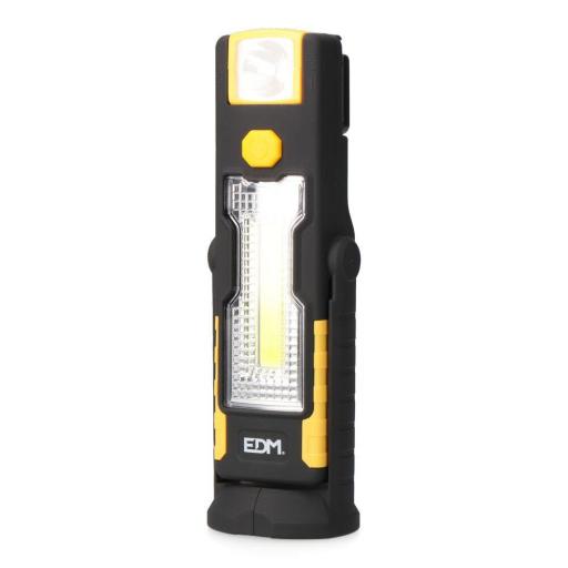 Linterna led cob xl doble funcion 1led 3w + 1 led 1w con gancho + iman 3xaaa (pilas incluidas) edm [1]