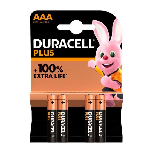 Pila alkalina duracell plus power aaa - lr03 1,5v (blister 4 unid.) ø10,5x44,5mm [0]