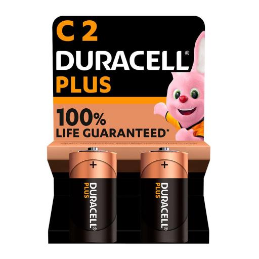 Pila alkalina duracell plus power c - lr14 1,5v (blister 2 unid. ø26,2x50mm