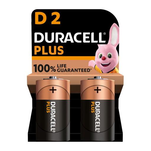 Pila alkalina duracell plus power d - lr20 1,5v (blister 2 unid.) ø34,2x61,5mm [0]