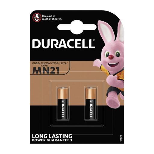 Pila alkalina duracell segurity mn21 12v (23a) mando a distancia (blister 2 unid.) ø10,3x28,5mm [0]